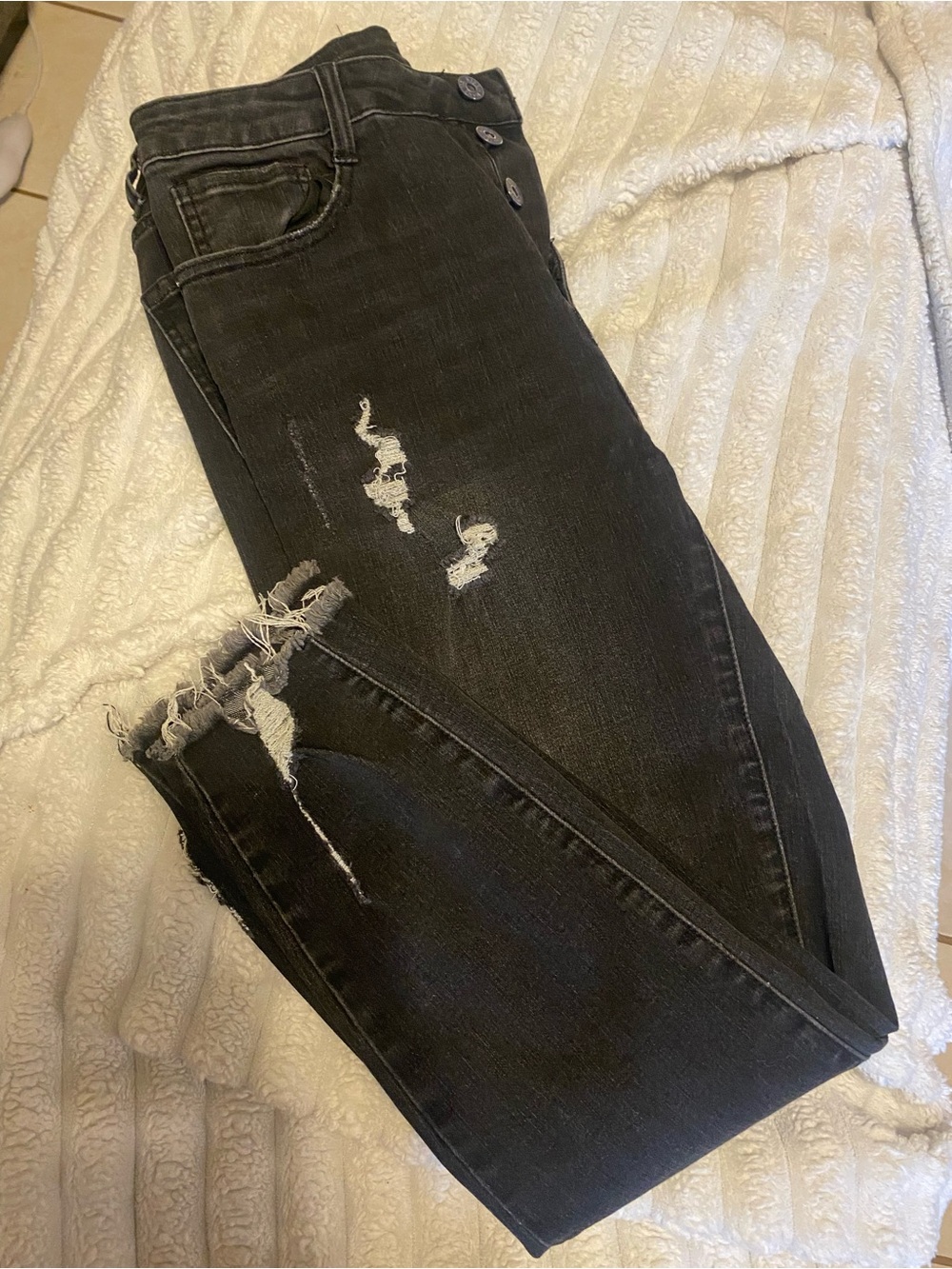 High-Rise Black Distressed Skinny Jeans